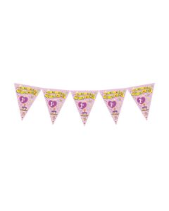 BANDIERINA 1° COMPLEANNO ROSA PZ.1