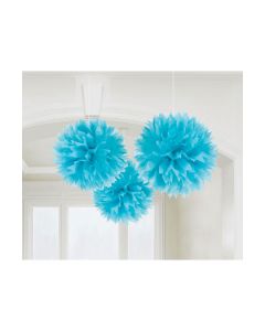 DECORAZIONE POM POM AZZURRO PZ.3