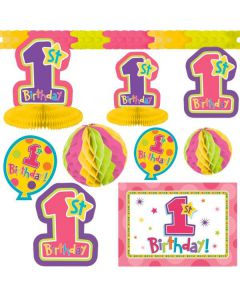 KIT DECORATIVO 1° COMPLEANNO GIRL PZ.10