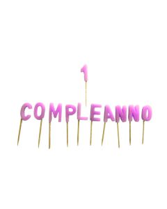 CANDELINA 1° COMPLEANNO ROSA PZ.1
