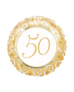Palloncino 50&deg; Anniversario Pz.1 Mylar Tondo 18" Cm.45