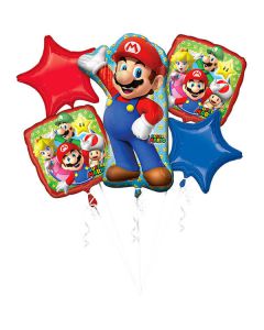 Palloncino Super Mario Bros Bouquet Mylar Bouquet Pz.5