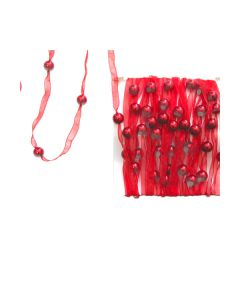 NASTRO ORGANZA ROSSO CON PERLE PZ.1