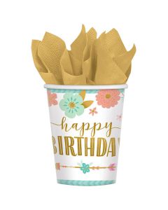 Bicchieri boho birthday girl pz.8
