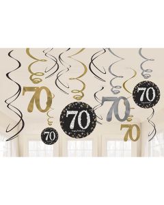 DECORAZIONE 70° COMPLEANNO GOLD PZ.12