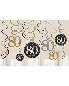 DECORAZIONE 80° COMPLEANNO GOLD PZ.12
