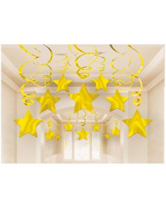 DECORAZIONE STELLE ORO SPIRALE PZ.30