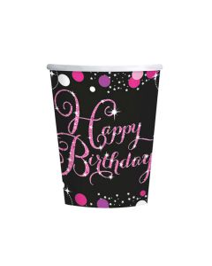 Bicchieri happy birthday pink pz.8