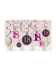 DECORAZIONE 18° COMPLEANNO PINK PZ.12