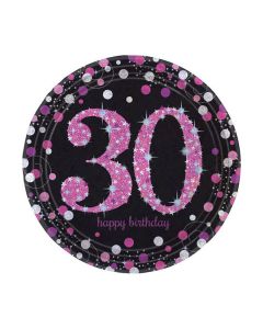 PIATTI 30° COMPLEANNO PINK PZ.8