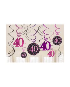 DECORAZIONE 40° COMPLEANNO PINK PZ.12