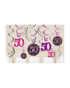 DECORAZIONE 50° COMPLEANNO PINK PZ.12