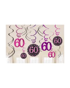 DECORAZIONE 60° COMPLEANNO PINK PZ.12