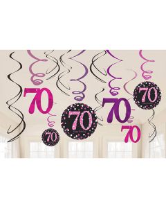 DECORAZIONE 70° COMPLEANNO PINK PZ.12