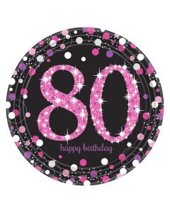 PIATTI 80° COMPLEANNO PINK PZ.8