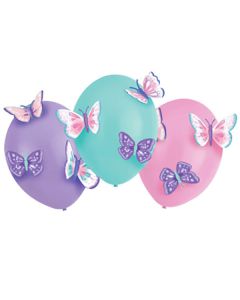 Palloncini Con Farfalle Adesive Pz.3