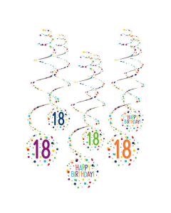 Decorazione Spirale Confetti 18 Pz.6 6 Decorazioni Spirale 18 Confetti Birthday Carta 61 Cm