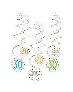 Decorazione Spirale Confetti 30 Pz.6 6 Decorazioni Spirale 30 Confetti Birthday Carta 61 Cm