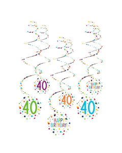Decorazione Spirale Confetti 40 Pz.6 6 Decorazioni Spirale 40 Confetti Birthday Carta 61 Cm