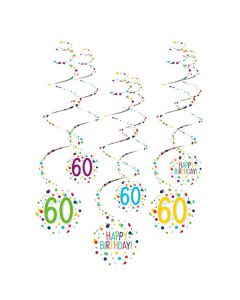 Decorazione Spirale Confetti 60 Pz.6 6 Decorazioni Spirale 60 Confetti Birthday Carta 61 Cm