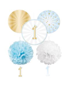 Kit decorazione 1 compleanno blu pz.5