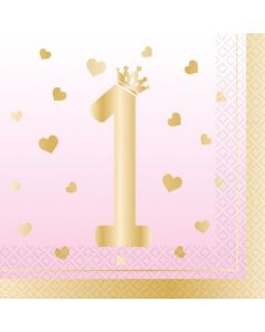 Tovaglioli 1 compleanno pink ombre pz.16