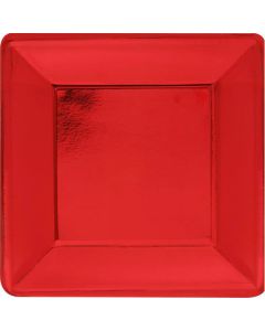 PIATTO QUADRATO ROSSO LAMINATO PZ.8
