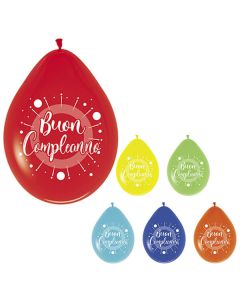 Palloncino Buon Compleanno Pz.20 Gonfiaggio Aria Cm.25.4
