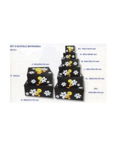 SCATOLE TITTI FIORE NERO SET PZ.8