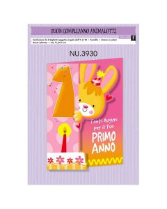 Biglietto 1° Compleanno Femmina R116