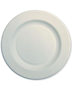Piatti Maxi Righe Bianco Pz.10 Compostabili - Cm.32.4