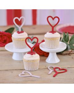 Cake Topper Cuori In Legno Pz.6