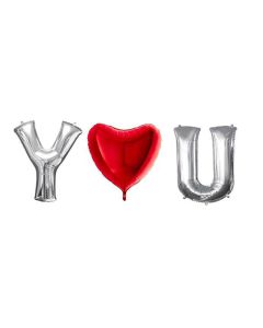 SCRITTA YOU ARGENTO CON CUORE ROSSO
