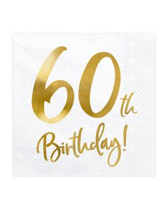 Tovaglioli 60 Anni Bianco E Oro Pz.20