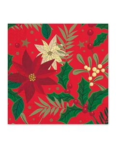 Tovaglioli Natale Holly Poinsettia Pz.20