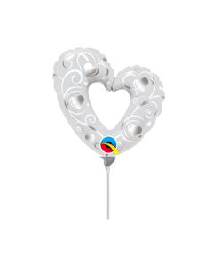 PALLONCINO CUORE BIANCO FILIGREE PZ.5
