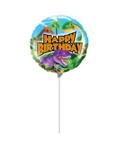 Palloncino Compleanno Dinosauri Pz.5 Mylar Mini 9" Cm.23 Da Saldare Esclusa Bacchetta