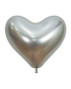 Palloncino cuore argento reflex 14" pz.12