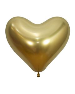 Palloncino cuore oro reflex 14" pz.12